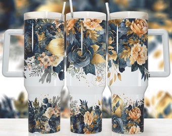 Vibrant Floral 40oz Quencher Tumbler Wrap/  PNG Tumbler Design Sublimation Designs Downloads - PNG/ seamless design
