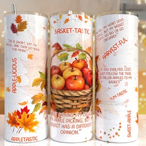 Fall Apple basket Tumbler Wrap, Fall Sublimation Design, 20 oz Skinny Tumbler, Country Autumn Tumbler PNG Download File, autumn tumbler