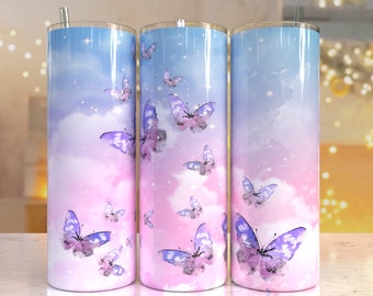 butterfly Tumbler Design | Spring tumbler png wrap| Butterfly tumbler Sublimation Designs Downloads - 20 oz tumbler sublimation image Design