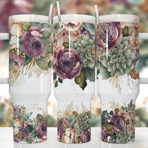 Bunte Lebendige Blumen 40 Unzen Quencher Tumbler Wrap / PNG Tumbler Design Sublimation Designs Downloads - PNG / nahtloses Design