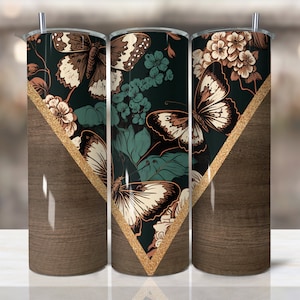 Retro boho butterfly Tumbler Design | Spring tumbler png wrap| Butterfly tumbler Sublimation Designs Downloads - 20 oz tumbler sublimation