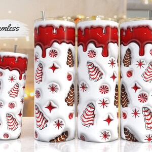 Seamless 3D Christmas Tumbler Wrap PNG, 3D Puff Christmas cake 20oz Tumbler Sublimation, Christmas,3D puffy Tumbler,Digital Download