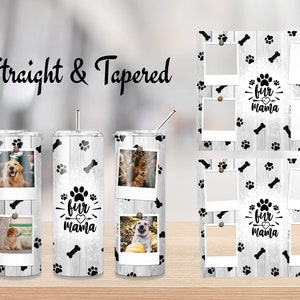 Your Photo, Fur Mama wood Tumbler, Dog Mama Png Sublimation 20oz Seamless Skinny, Tumbler Sublimation, Full Tumbler Wrap image 3