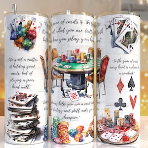 Carte da 20 once Skinny Tumbler Sublimation Designs, Casino File Digital Download, card tumbler png, Card tumbler png