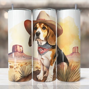 Beagle wearing sombrero 20 oz Skinny Tumbler Sublimation Design Digital Download PNG Instant, Pet Lover Wrap, Dog tumbler, Cactus tumbler
