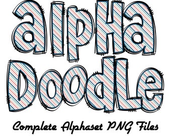 Linee Alfabeto Lettere PNG Bundle, Lettere Doodle floreali, Doodle Alfabeto Disegnato a Mano, Sublimazione Alpha Set Designs PNG, doodle primavera
