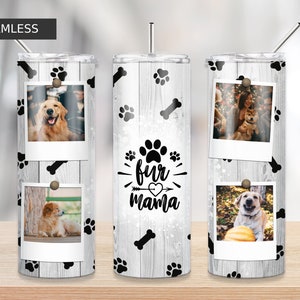 Your Photo, Fur Mama wood Tumbler, Dog Mama Png Sublimation 20oz Seamless Skinny, Tumbler Sublimation, Full Tumbler Wrap image 2