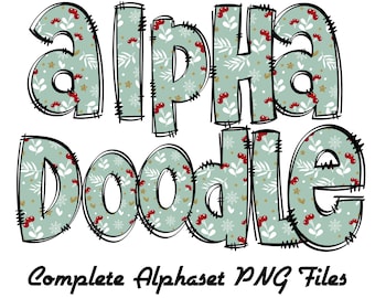 Christmas Alphabet Letters PNG Bundle,HOHO Doodle Letters, Hand Drawn Alphabet Doodle, Sublimation Alpha Set Designs PNG