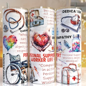 Personal Support Worker LIFE 20oz Skinny Tumbler Sublimation Designs, Personal Support Worker LIFE PNG File Digital Download
