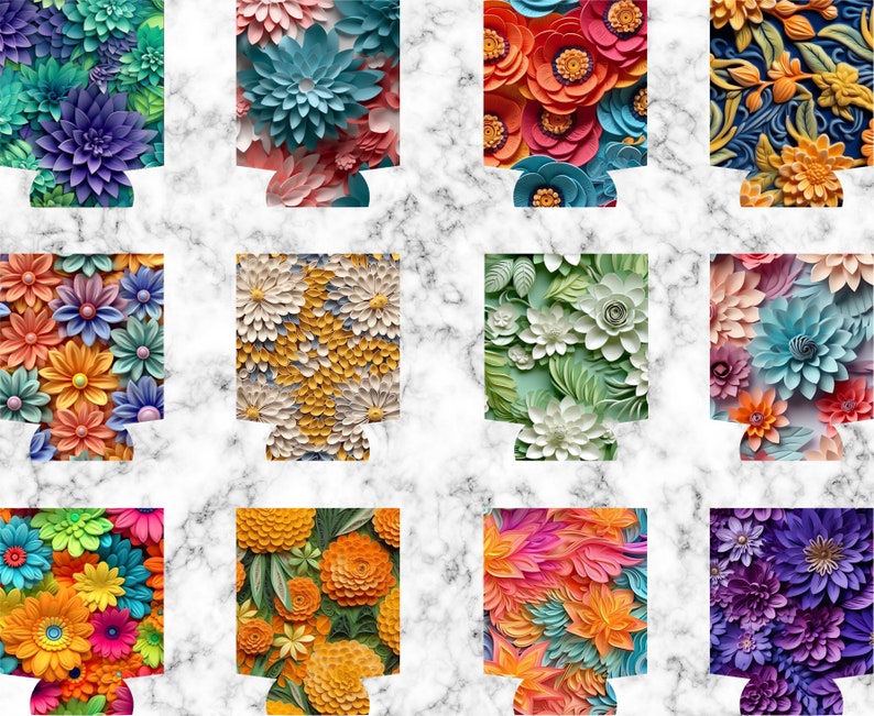 50 PNG Flower Can Cooler Sublimation Design, Can Cooler Designs, Can ...