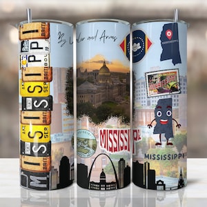 MISSISSIPPI Tumbler-ontwerpen | 20oz Skinny Tumbler Sublimation Designs downloaden, PNG-bestand digitale download, staat PNG, staat tuimelaar