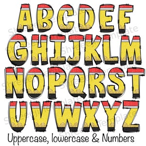 Pencil Doodle Letters Alphabet PNG | Hand Drawn Upper and Lower Case + Numbers Alpha Pack Digital Download | School Supplies Font