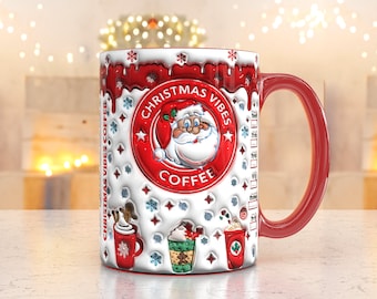 Puffy Christmas Coffee Mug Sublimation Template - Sublimation Designs -11Oz Mug -15Oz Mug PNG Mug Templates -Cricut Mug Press Designs