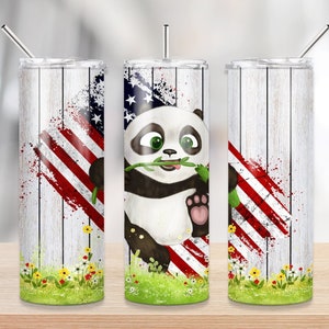 20 Oz Skinny Tumbler Sublimation Design Template Panda Rustic Design ...