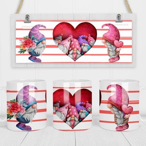 Gnome valentine day Mug Sublimation Template -Sublimation Designs -11Oz Mug -15Oz Mug PNG Mug Templates -Cricut Mug Press Designs Wrap