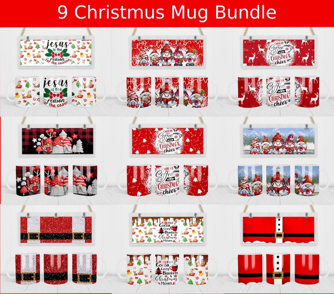 9 Christmas Mug Sublimation Bundle - Sublimation Designs -11oz Mug ...