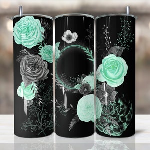 Add your own text Teal watercolor floral tumbler, 20oz Skinny Tumbler Sublimation Designs Tumbler PNG File Digital Download,Teal tumbler