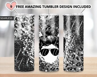 Messy bun hockey mom tumbler, Sports 20oz Skinny Tumbler Sublimation Designs download for Tumbler PNG File Digital Download, hockey wrap