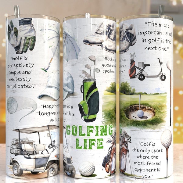 Golfing life 20oz Skinny Tumbler Sublimation Designs, golf PNG File Digital Download, golf tumbler png, golf tumbler wrap