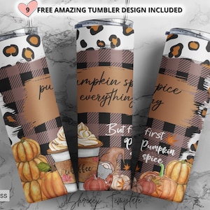 Gnome Fall Tumbler Design | 20oz skinny tumbler sublimation designs download, autumn tumbler, fall vibes, autumn leaf tumbler, autumn floral