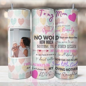 Fügen Sie eigenes Foto hinzu, Muttertag Becher Vorlage, Png Sublimation Fotocollage 20 Unzen Skinny Tumbler Tapered, Waterslide Full Wrap