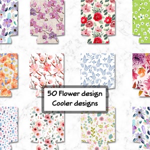 50 PNG Flower Can Cooler Sublimation Design, Can cooler Designs, Can cooler Sublimation Design, Instant Download, Commercial Use Png