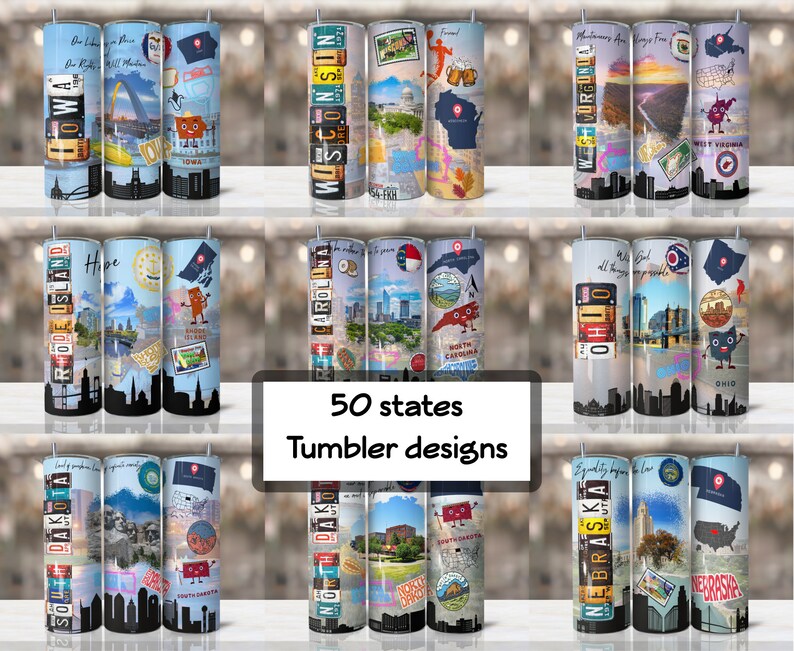 50 United States Tumbler Designs Bundle | 20oz Skinny Tumbler ...