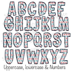 4 set of Spring floral Doodle Letters Alphabet PNG Hand Drawn Upper and Lower Case Numbers Alpha Pack Digital Download image 8