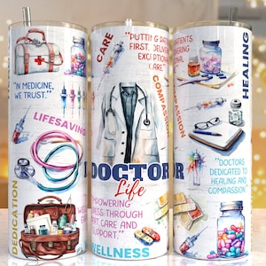 Doctor life 20oz Skinny Tumbler Sublimation Designs, Doctor PNG File Digital Download,Doctor life PNG, Doctor tumbler png