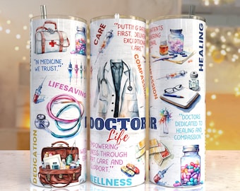Doctor life 20oz Skinny Tumbler Sublimation Designs, Doctor PNG File Digital Download,Doctor life PNG, Doctor tumbler png