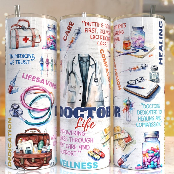 Doktor Leben 20 Unzen Skinny Becher Sublimation Designs, Doktor PNG Datei digitaler Download, Doktor Leben PNG, Doktor Becher png