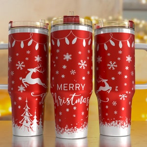 Christmas 40oz Quencher Laser Tumbler Wrap/  PNG Tumbler Design Sublimation Designs Downloads, 40oz Laser Engraving Wrap, Lser SVG