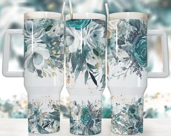 Vibrant Floral 40oz Quencher Tumbler Wrap/  PNG Tumbler Design Sublimation Designs Downloads - PNG/ seamless design