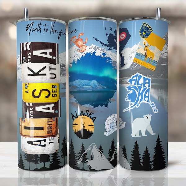 Alaska Tumbler Designs | 20oz Skinny Tumbler Sublimation Designs download, PNG File Digital Download, State PNG,state tumbler