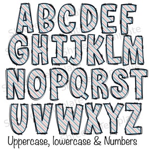 4 set of Spring floral Doodle Letters Alphabet PNG Hand Drawn Upper and Lower Case Numbers Alpha Pack Digital Download image 6