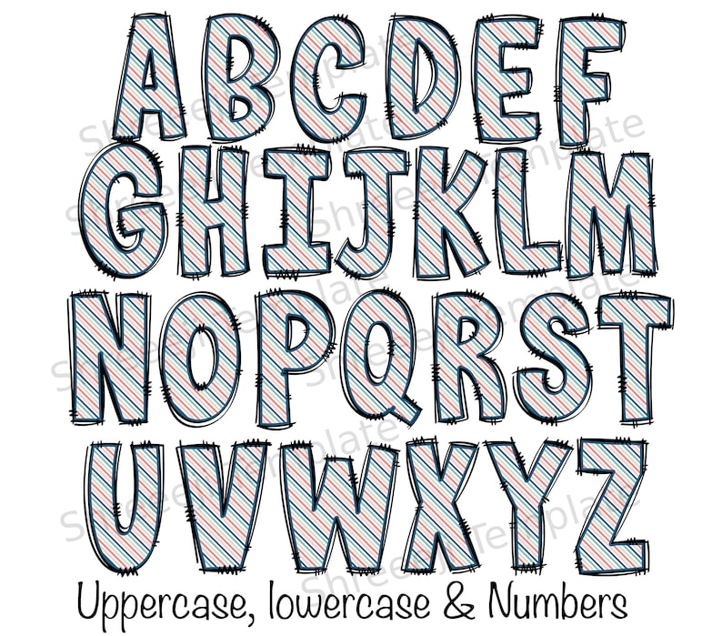 4 set of Spring floral Doodle Letters Alphabet PNG Hand Drawn Upper and Lower Case Numbers Alpha Pack Digital Download image 6