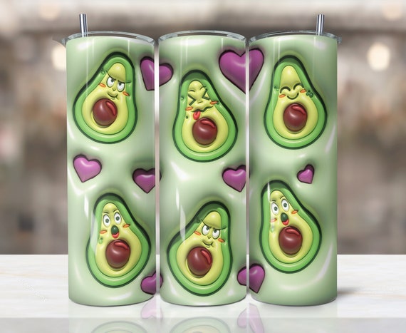 Avocado Puffy 3d Tumbler Design Skinny Sublimation Digital