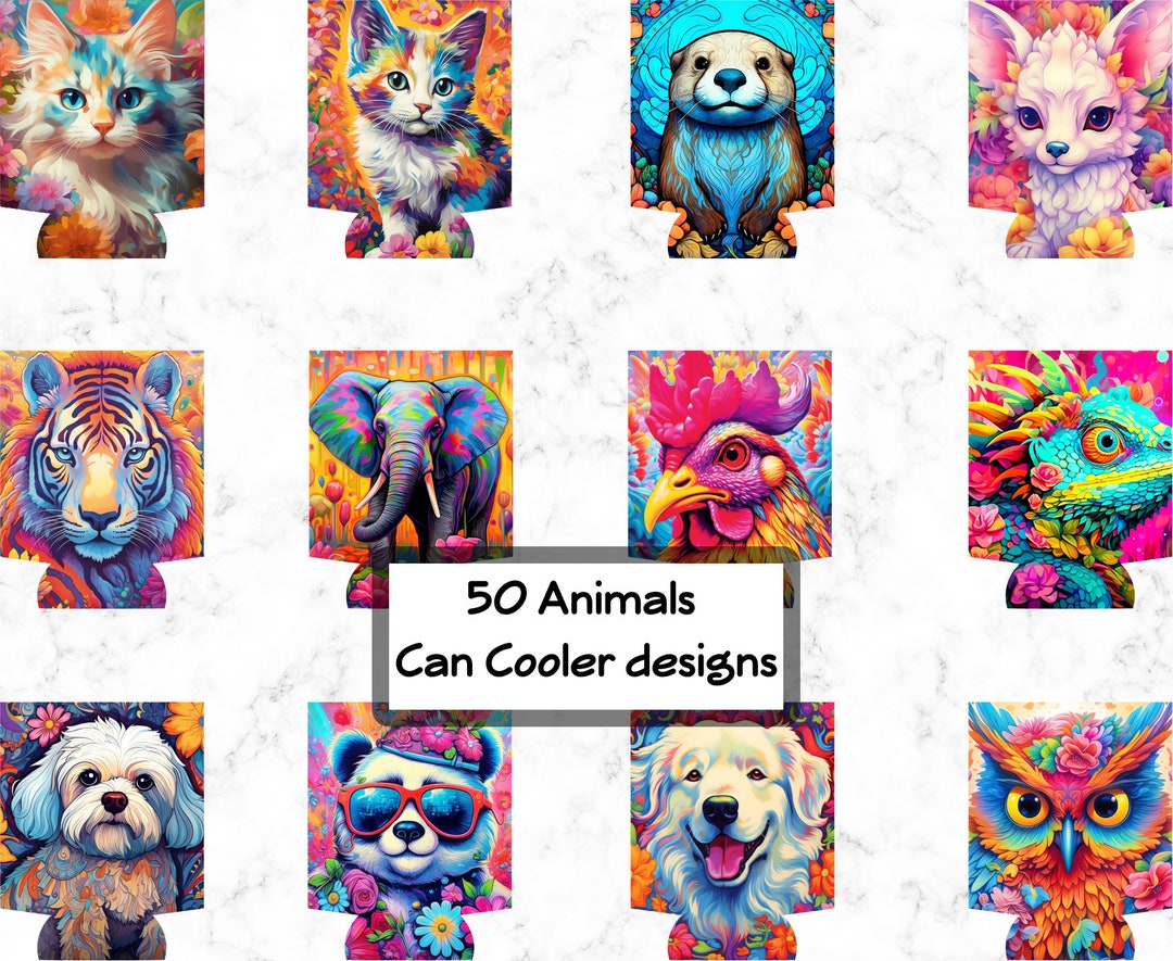 50 PNG Animals Can Cooler Sublimation Design, Can Cooler Designs, Can ...