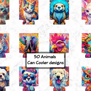 50 PNG Animals Can Cooler Sublimation Design, Can cooler Designs, Can cooler Sublimation Design, Instant Download, Commercial Use Png