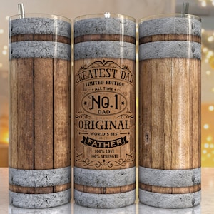 Father&#39;s Day Tumbler Wrap, Wood tumbler wrap, 20oz skinny tumbler sublimation design downloads, best dad beer tumbler png, Dad wood barrel