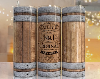 Father's Day Tumbler Wrap, Wood tumbler wrap, 20oz skinny tumbler sublimation design downloads, best dad beer tumbler png, Dad wood barrel
