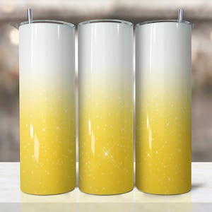 Sparkling Yellow glitter Ombre Tumbler Wrap,yellow Sublimation Design, 20 oz Skinny Tumbler,Digital Download, Gradient Tumbler PNG Sublimate