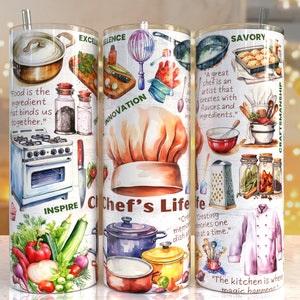 Chef&#39;s life 20oz Skinny Tumbler Sublimation Designs, Chef&#39;s PNG File Digital Download,Chef&#39;s PNG, cooking / baking tumbler