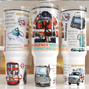 EMT(Emergency medical technician) 40oz Quencher Tumbler Wrap/  PNG Tumbler Design Sublimation Designs Downloads - PNG/ seamless design
