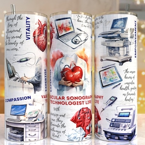 Vascular Sonography 20oz Skinny Tumbler Sublimation Designs, Vascular Sonography PNG File Digital Download