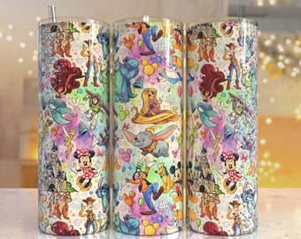 Cartoon Princess, mouse, duck Tumbler Design | magic kingdom Sublimation Designs Downloads - 20 oz tumbler sublimation image Design