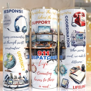 911 Dispatcher 20oz Skinny Tumbler Sublimation Designs, 911 Dispatcher PNG File Digital Download, 911 Dispatcher tumbler png
