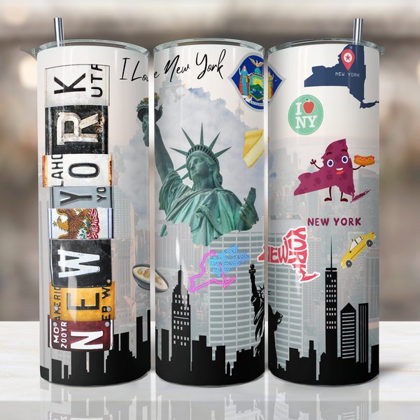 New york Tumbler Designs | 20oz Skinny Tumbler Sublimation Designs download, PNG File Digital Download, State PNG,state tumbler