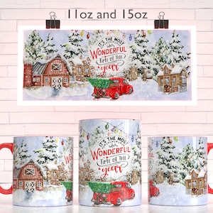 Christmas Mug holiday Sublimation Template - Sublimation Designs -11Oz Mug -15Oz Mug PNG Mug Templates - Cricut Mug Press Designs Wrap
