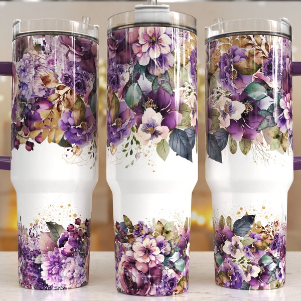 Vibrant Floral 40oz Quencher Tumbler Wrap/  PNG Tumbler Design Sublimation Designs Downloads - PNG/ seamless design